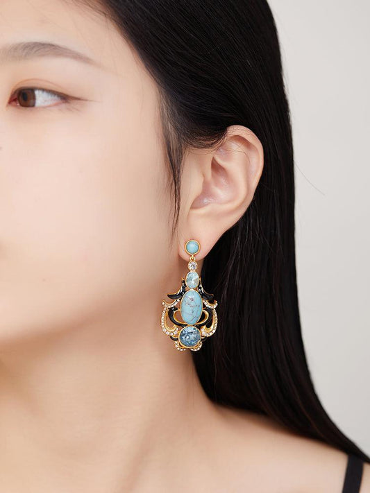Turquoise Tranquility Stud Earrings: Embrace Wisdom and Invite Fortune - Homurai Jewelry