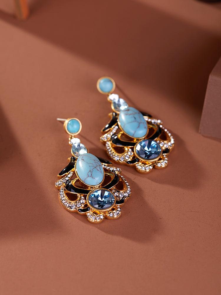 Turquoise Tranquility Stud Earrings: Embrace Wisdom and Invite Fortune - Homurai Jewelry 